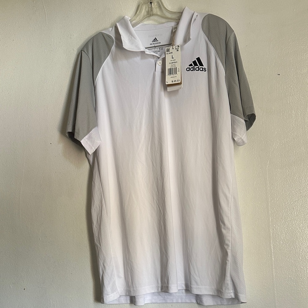 adidas White and Gray Men’s Short Sleeve Polo